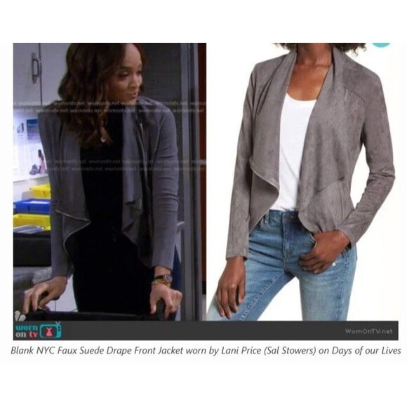 BLANKNYC Navy Drape Front Suede Asym Jacket Academia Money Architectural Capsule - Picture 11 of 11